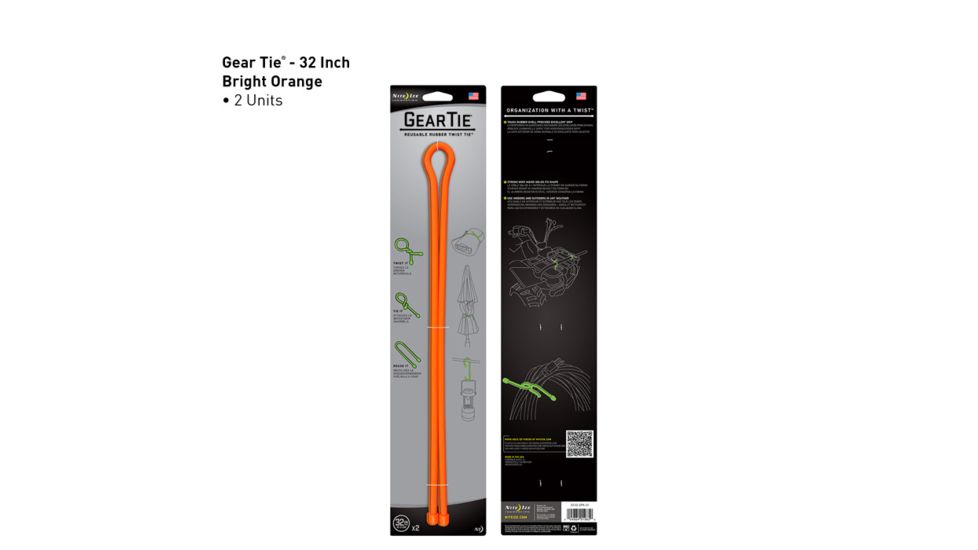 Nite Ize Gear Bendable Tie, 32in - Bright Orange, 2 Pack GT32-2PK-31