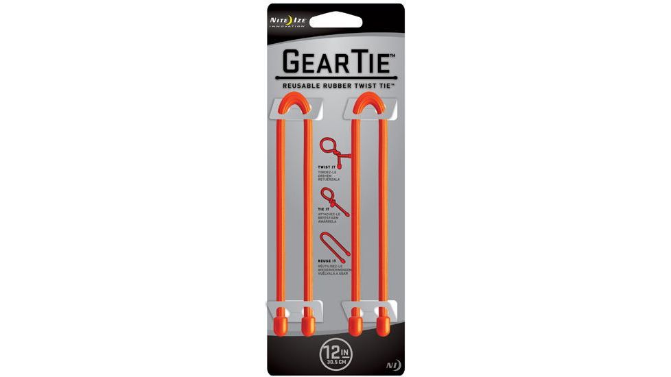 Nite Ize Gear Tie 12in Bright Orange 2pk