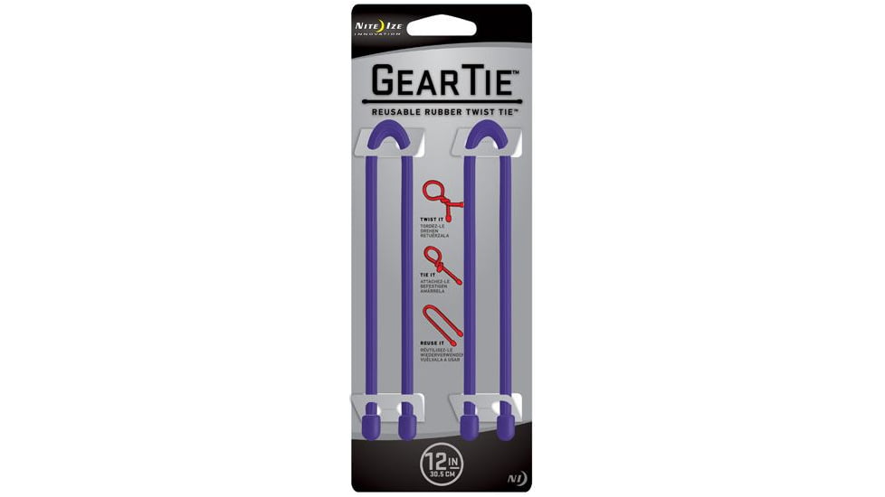 Nite Ize Gear Tie 12in Purple 2pk