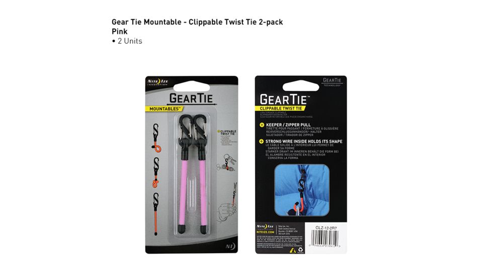 Nite Ize Gear Tie Clippable Twist Tie,Neon Pink,Pack of 2 GLZ-35-2R7