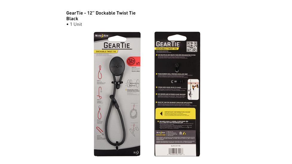 Nite Ize Gear Tie Dockable Twist Tie 12in,Black GLK12-01-R3