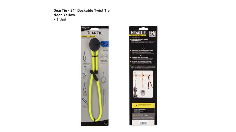 Nite Ize Gear Tie Dockable Twist Tie 24in,Neon Yellow GLK24-33-R3