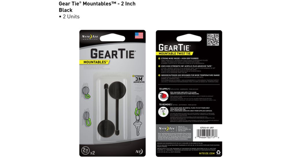 Nite Ize Gear Tie Mountables - 2in, Black GTU2-01-2R7