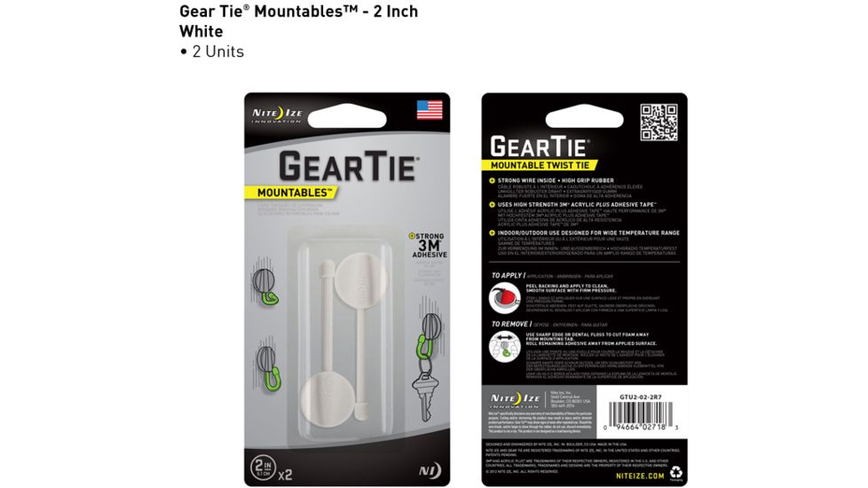 Nite Ize Gear Tie Mountables - 2in, White GTU2-02-2R7