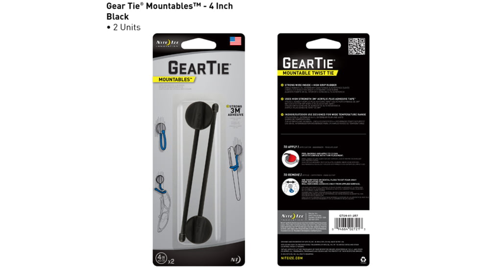 Nite Ize Gear Tie Mountables - 4in, Black GTU4-01-2R7