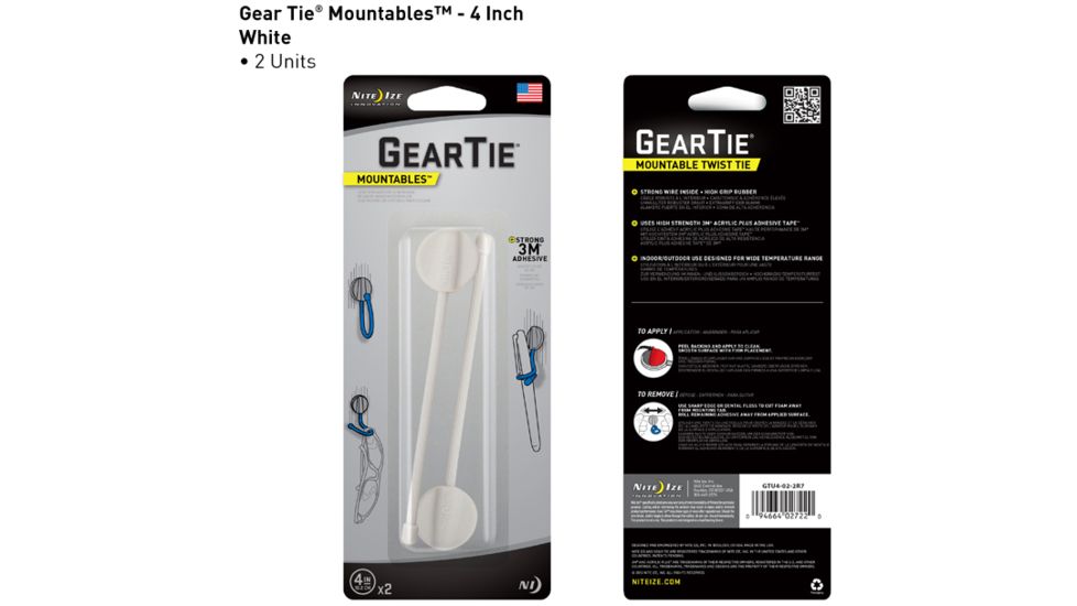 Nite Ize Gear Tie Mountables - 4in, White GTU4-02-2R7