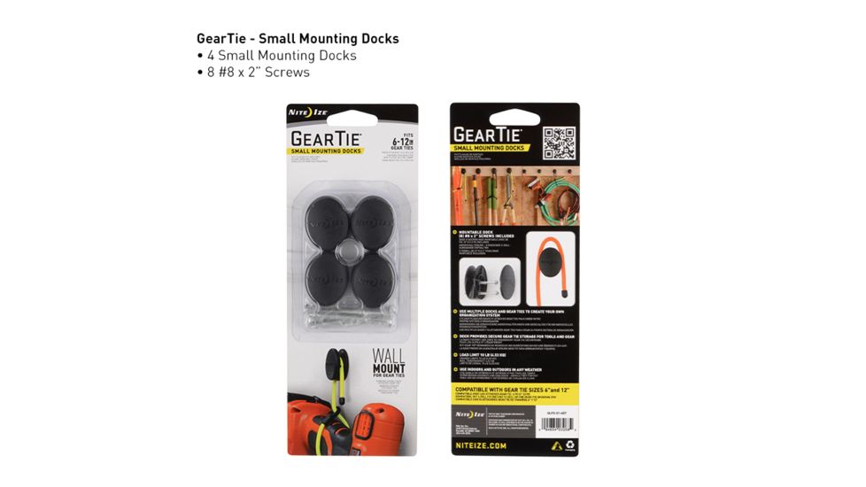 Nite Ize Gear Tie Mounting Dock,Pack of 4,Large GLPL-01-4R7