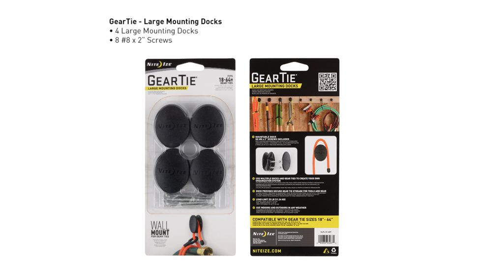 Nite Ize Gear Tie Mounting Dock,Pack of 4,Small GLPS-01-4R7