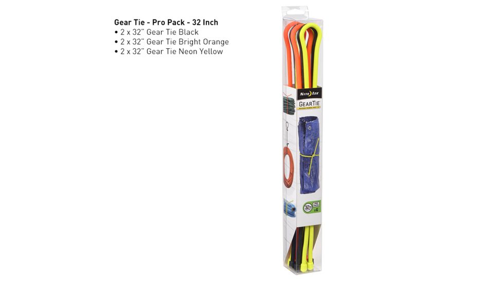 Nite Ize Gear Tie ProPack Rubber Twist Tie,32in,Pack of 6,Assorted GTPP32-A1-R8