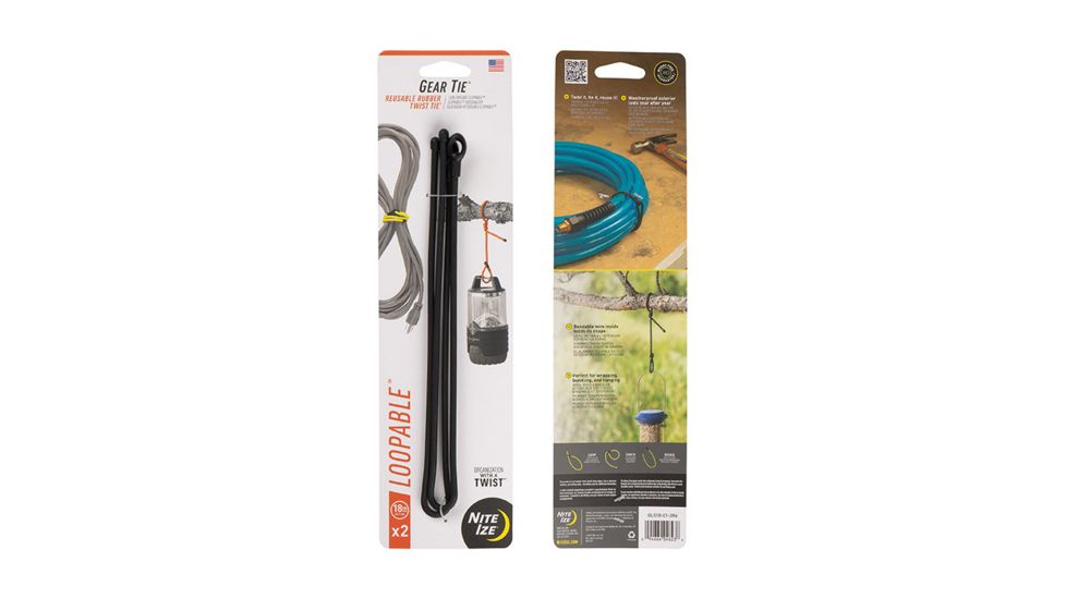 Nite Ize Gear Tie Reusable Loopable Twist Tie, 18in, Black GLS18-01-2R6