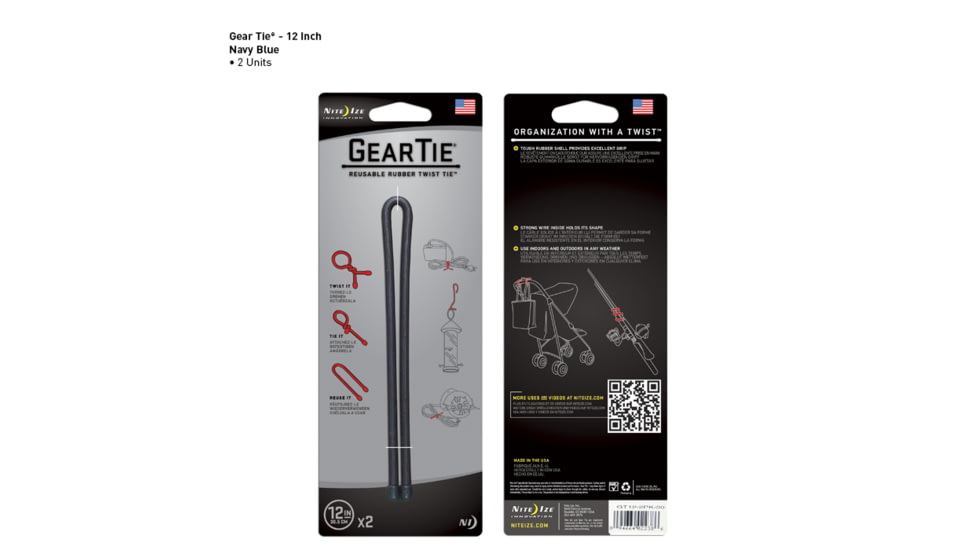 Nite Ize Gear Tie 12 Inch 2 Pack - Navy Blue GT12-2PK-30