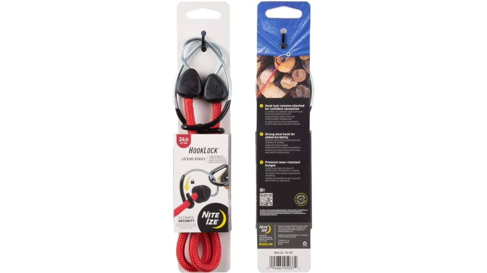 Nite Ize Hooklock Locking Bungee, Red - BHL24-10-R3