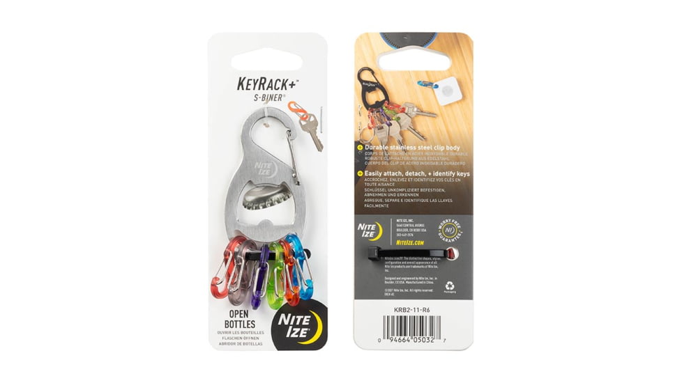Nite Ize KeyRack+ S-Biner, Stainless Steel, KRB2-11-R6