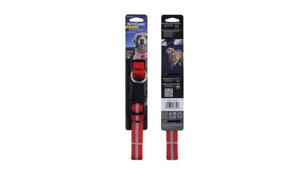 Nite Ize Nite Dawg LED Light Up Dog Collar L Red, L NND2L-10-R3