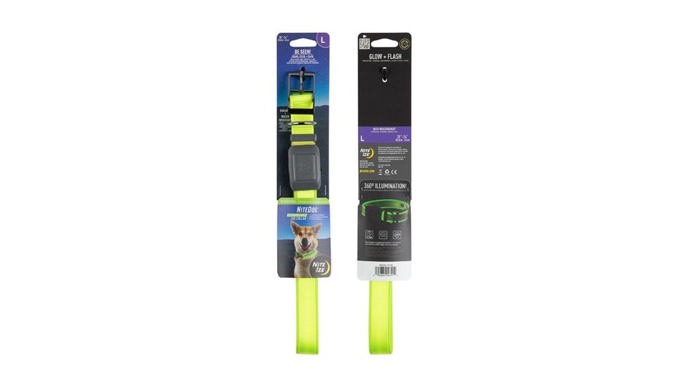 Nite Ize NiteDog Rechargeable LED Collar, Lime/Green, Large, NDCRL-17-R3