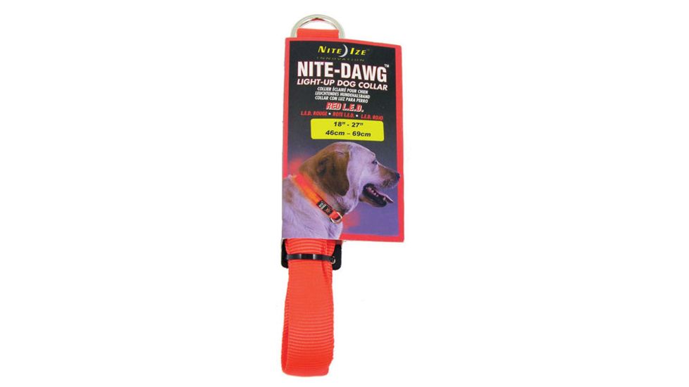 Nite Ize NND-03-19S Nite Dawg Nylon Dog Collar LED Orange - Small