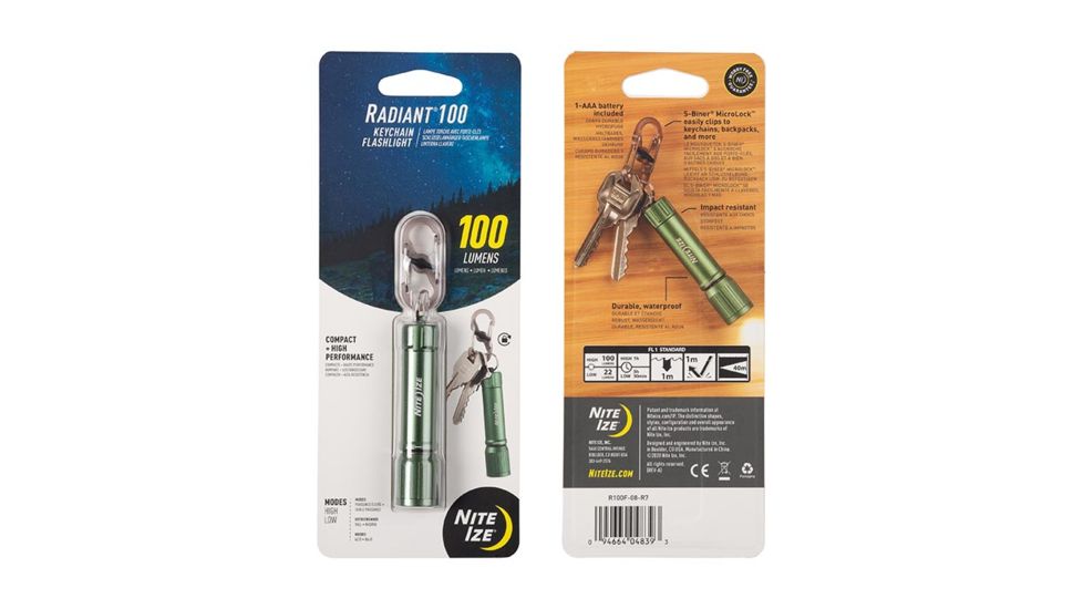 Nite Ize Radiant 100 Keychain Flashlight, Olive, R100F-08-R7