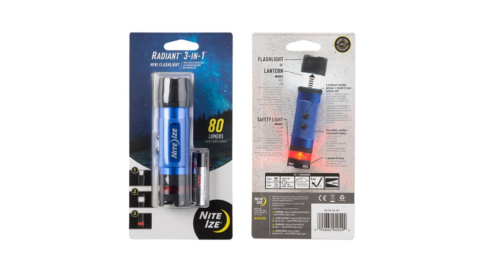 Nite Ize Radiant 3-in-1 Mini Flashlight, Blue, NL1B-03-R7