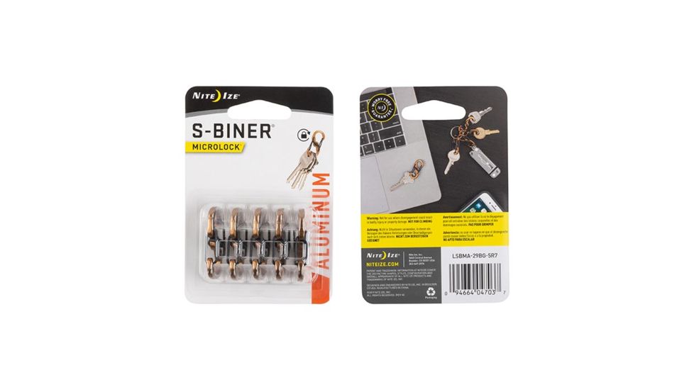 Nite Ize S-Biner MicroLock Aluminum, 5 Pack, Coyote, LSBMA-29BG-5R7
