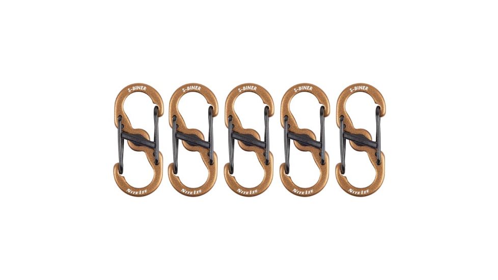 Nite Ize S-Biner MicroLock Aluminum, 5 Pack, Coyote, LSBMA-29BG-5R7