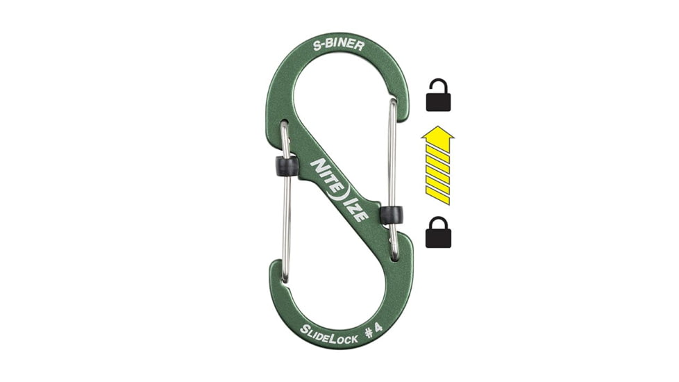 Nite Ize S-Biner SlideLock Aluminum, Olive, #4, LSBA4-08-R6