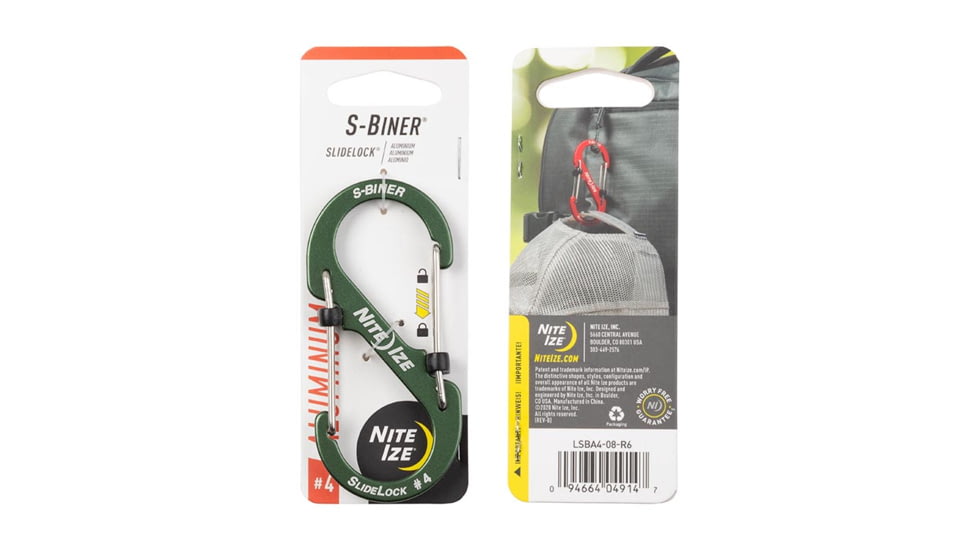 Nite Ize S-Biner SlideLock Aluminum, Olive, #4, LSBA4-08-R6