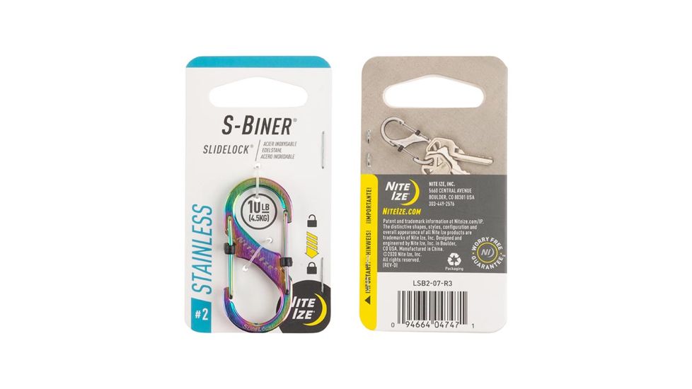 Nite Ize S-Biner SlideLock Stainless Steel #2, Spectrum, 2, LSB2-07-R3
