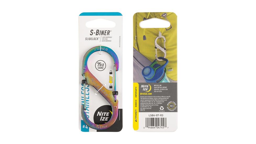 Nite Ize S-Biner SlideLock Stainless Steel #4, Spectrum, 4, LSB4-07-R3