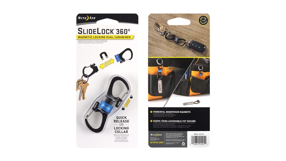 Nite Ize SlideLock 360 Magnetic Locking Carabiner , Blue, MSBL-03-R7