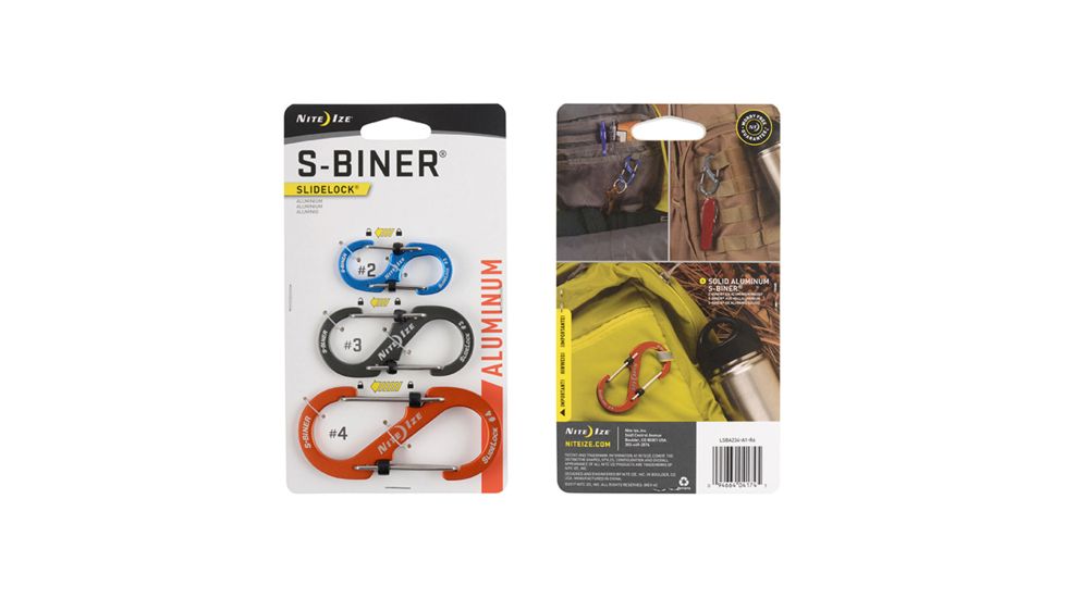 Nite Ize SlideLock Carabiner Aluminum, 3 Pack, #2-4, Assorted CSLA234-A1-R6