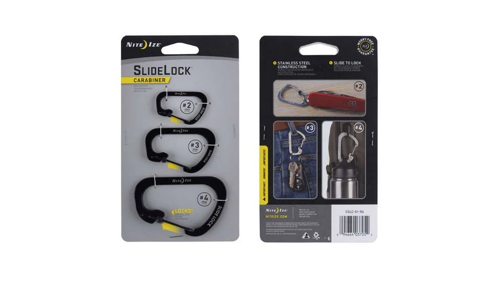 Nite Ize SlideLock Carabiner Set, Black CSLC-01-R6