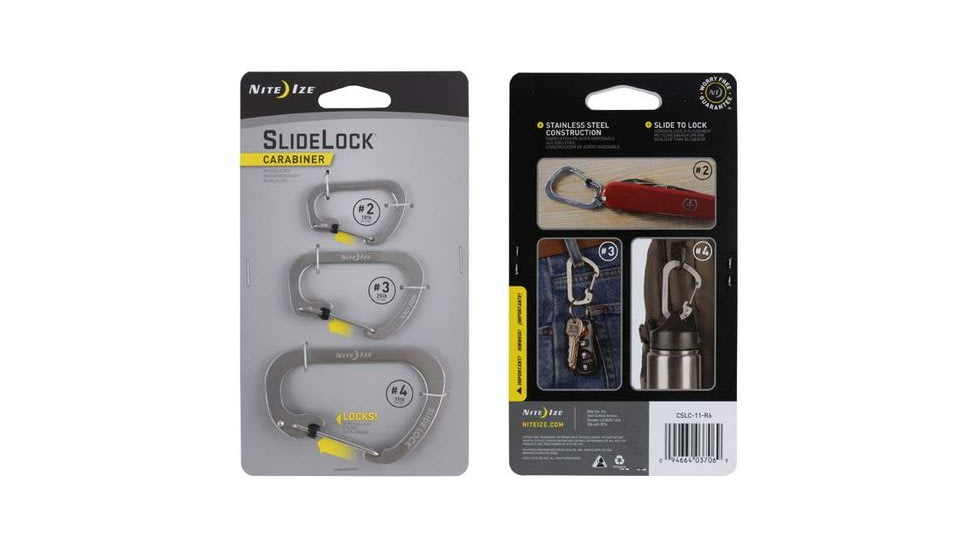 Nite Ize SlideLock Carabiner Set, Stainless CSLC-11-R6