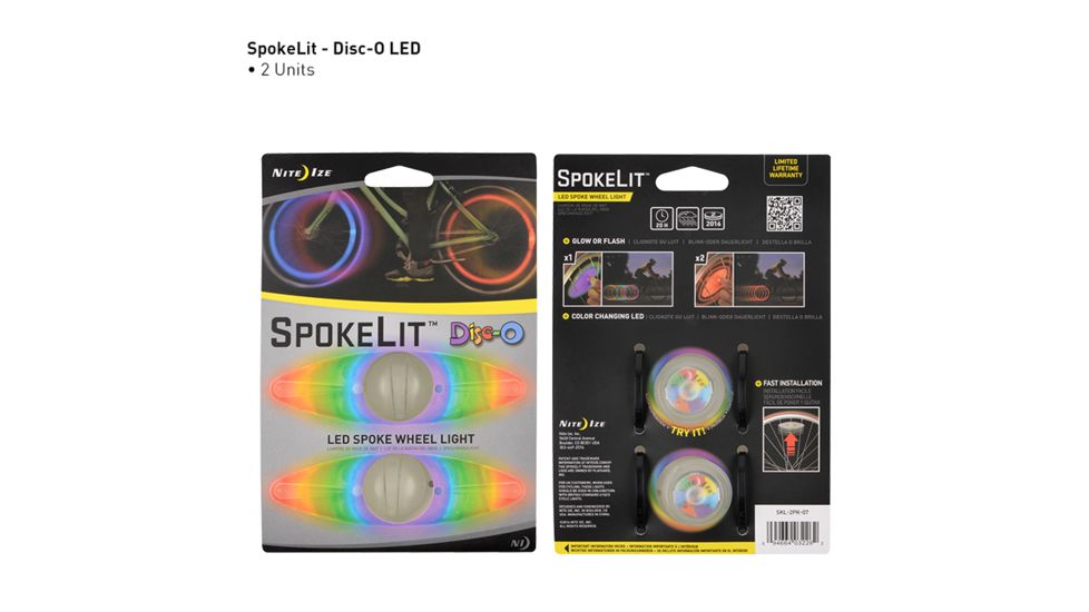 Nite Ize SpokeLit LED Bike Wheel Safety Light, Disco, Pack of 2, SKL-2PK-07