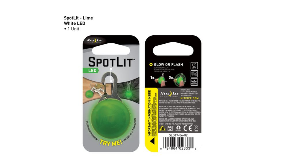 Nite Ize SpotLit LED Clip On Safety Light Lime Plastic/White SLG17-06-02