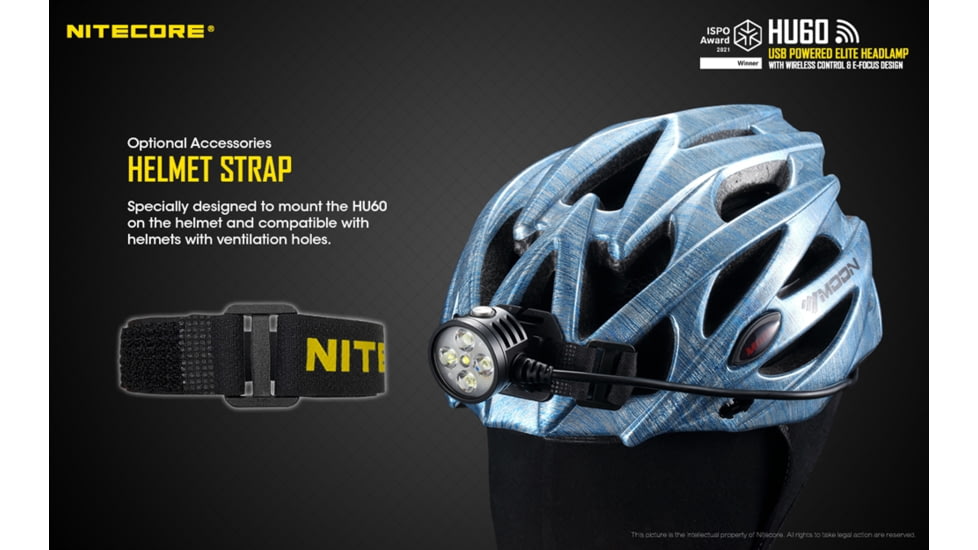 Nitecore Bike Mount and Helmet Strap for HU60, Black, 6952506494606