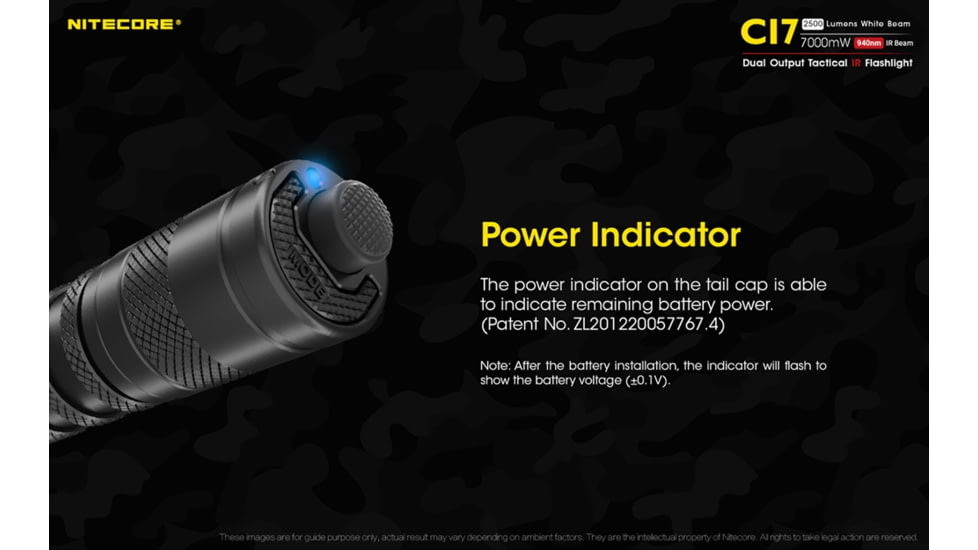 Nitecore CI7 2500 Lumen White and Infrared IR LED Flashlight, Black, 6952506405237