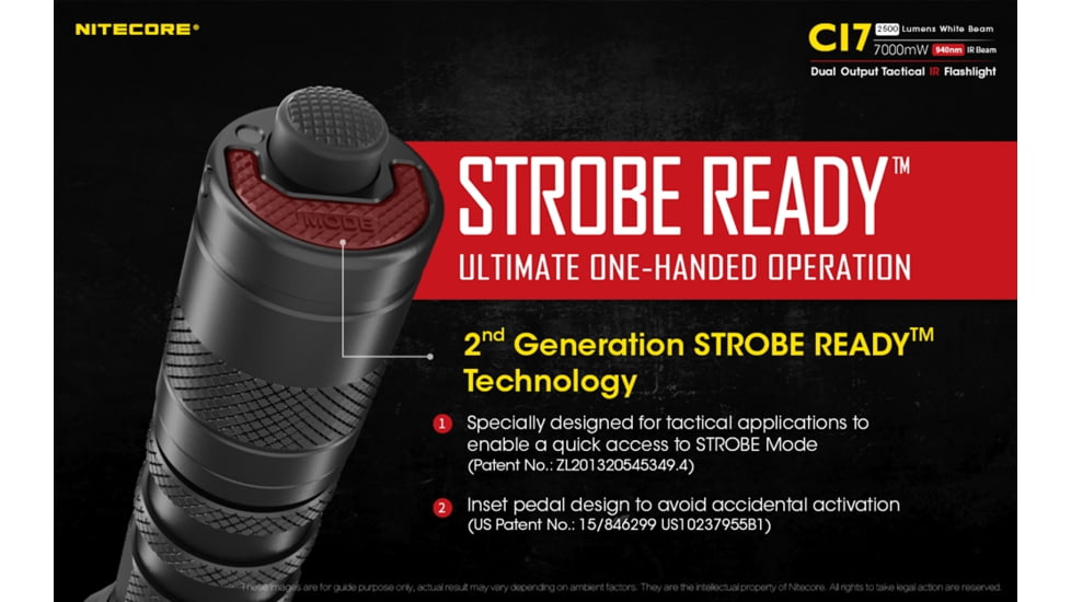 Nitecore CI7 2500 Lumen White and Infrared IR LED Flashlight, Black, 6952506405237