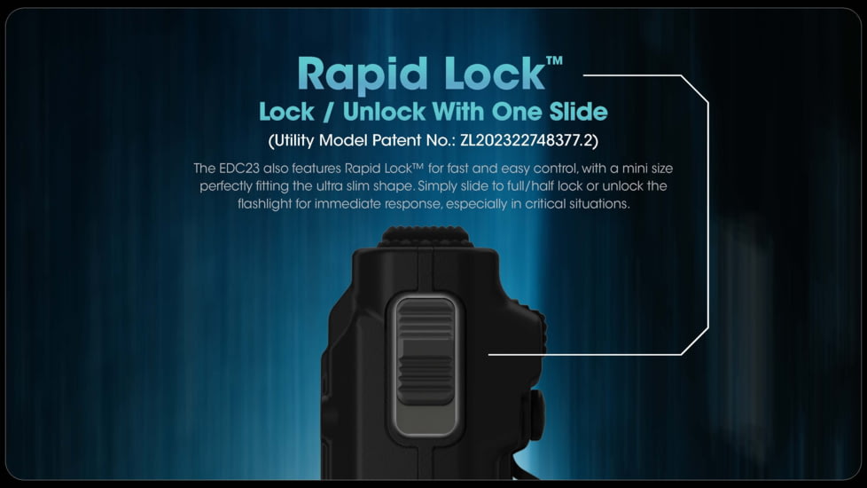 Nitecore EDC23 Lithium Ion 2500 Lumens Ultra-Slim LED Flashlight, Black, EDC23