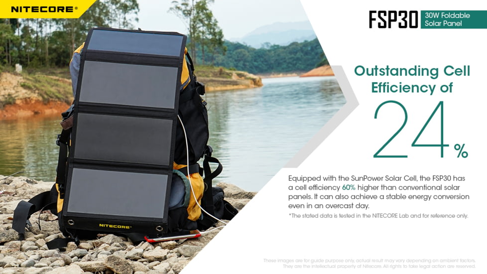 Nitecore FSP30 30W Foldable Solar Panel, Black, CHG-NITE-FSP30