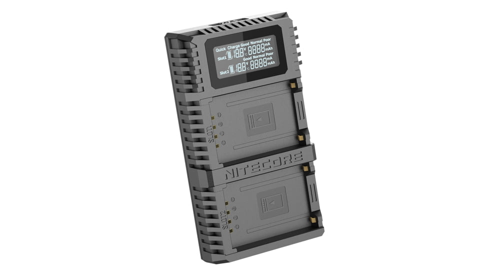 Nitecore FX2 PRO Dual Slot USB Digital Charger for Fujifilm NP-T125 Camera Batteries, Black, 6952506492893
