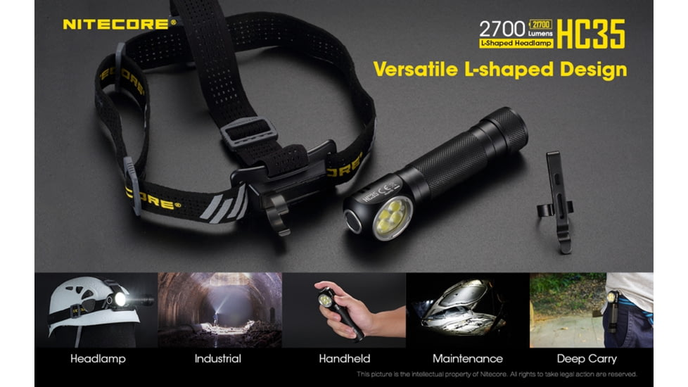 Nitecore HC35 2700 Lumen USB Rechargeable Headlamp, Black, 6952506405572