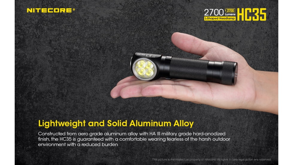 Nitecore HC35 2700 Lumen USB Rechargeable Headlamp, Black, 6952506405572