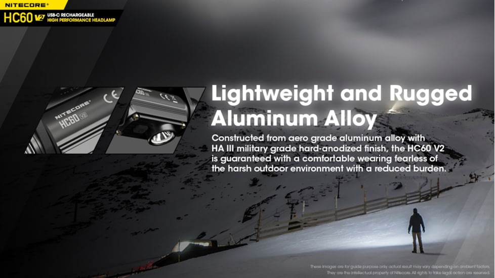 Nitecore HC60 v2 1200 Lumen USB-C Rechargeable Headlamp, Black, 6952506406845