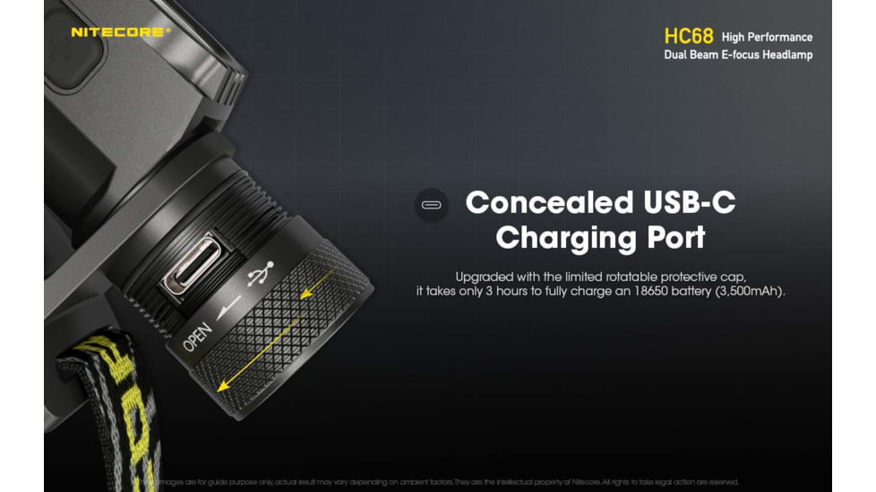 Nitecore HC68 2000 Lumen Rechargeable Focusable Headlamp, Black, 6952506407125