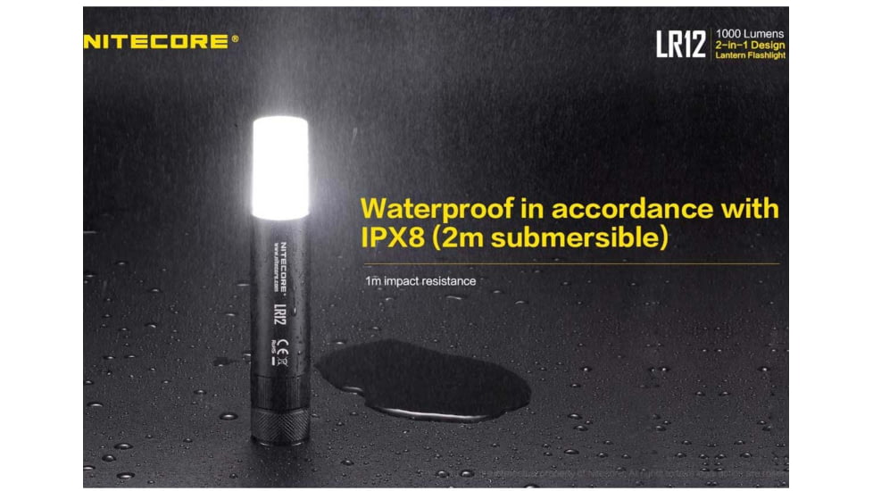 Nitecore LR12 1 x 18650/ 2 x CR123A/ RCR123A CREE XP-L HD V6 LED Lantern Flashlight, 1000 Lumens, Black, LR12
