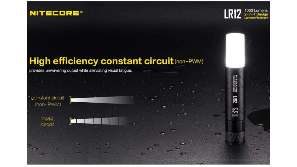 Nitecore LR12 1 x 18650/ 2 x CR123A/ RCR123A CREE XP-L HD V6 LED Lantern Flashlight, 1000 Lumens, Black, LR12