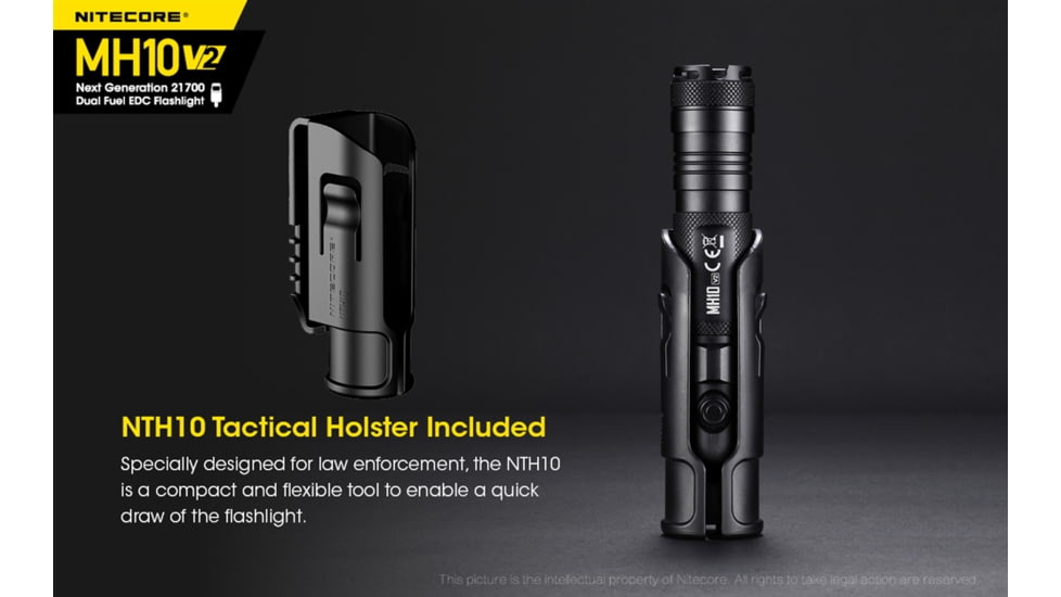 Nitecore MH10 v2 1200 Lumen USB-C Rechargeable Flashlight, Black, 6952506405978