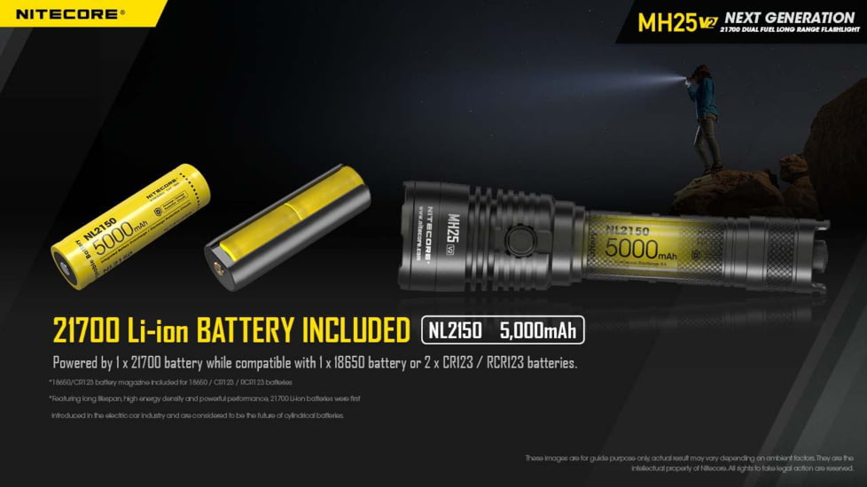 Nitecore MH25 v2 USB-C Rechargeable Flashlight, 1300 Lumen, Black, 6952506407026