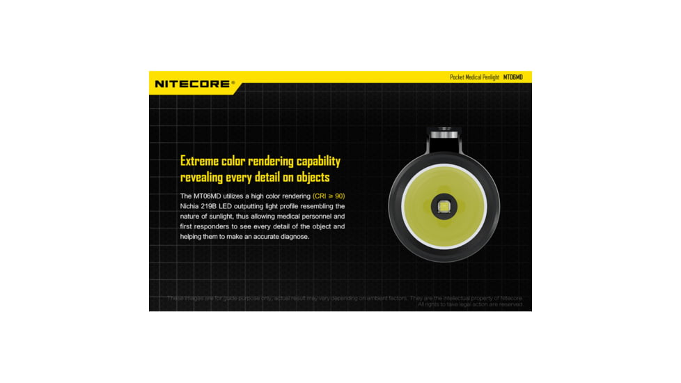 Nitecore MT06MD 180 Lumen Nichia 219B 2xAAA LED Penlight, Pupil Gauge, Black, 6952506404582