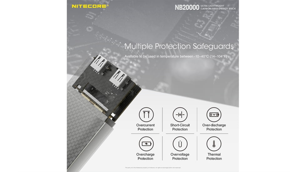 Nitecore NB20000 QC USB &amp; USB-C 4 Port 20000mAh Power Bank, Black, 6952506494446